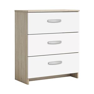 Komoda 3 szuflady NANO dąb/biały perłowy