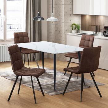 Stół do jadalni ADRIA 130x70 + 4 krzesła BERGEN brązowa mikrofibra