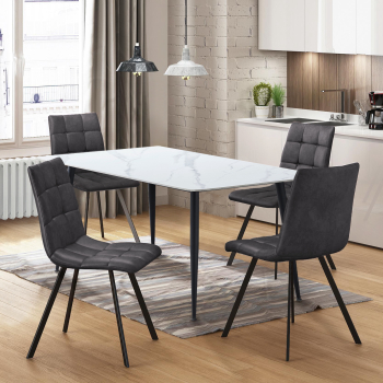 Stół do jadalni ADRIA 130x70 + 4 krzesła BERGEN szara mikrofibra