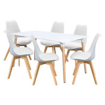Stół do jadalni 160x90 QUATRO biały + 6 krzeseł QUATRO biały