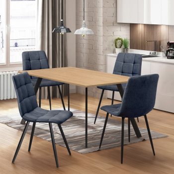 Stół 120x80 BERGEN dąb + 4 krzesła BERGEN szary