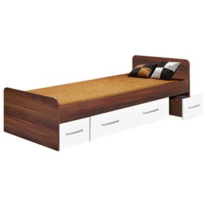 Łóżko pojedyncze z szufladami 60345 orzech/biały