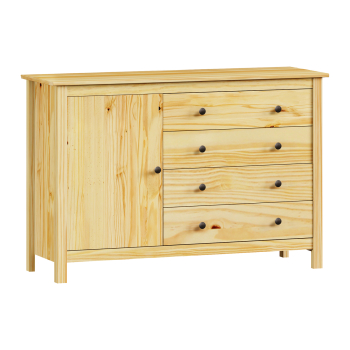 Komoda 1 drzwi + 4 szuflady TORINO metalowe uchwyty