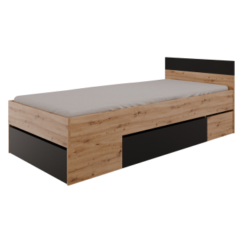 Łóżko wielofunkcyjne 90x200 COMBI, dąb Artisan/czarny